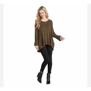 Mud Pie Womens Med Pullover Cable Knit Sweater V-Neck Cuffed‎ Sleeves Brown Y2K